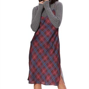 Cicely Plaid Satin Slipdress - Paige